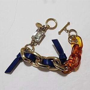 Ann Taylor tortoiseshell and leather toggle bracelet